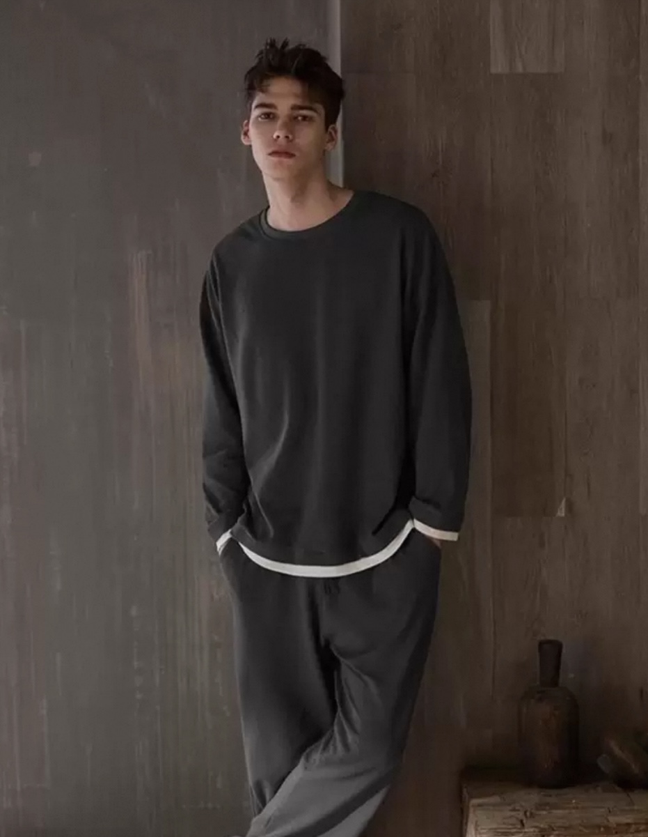 Waffle-Knit Long-Sleeve Loungewear Set