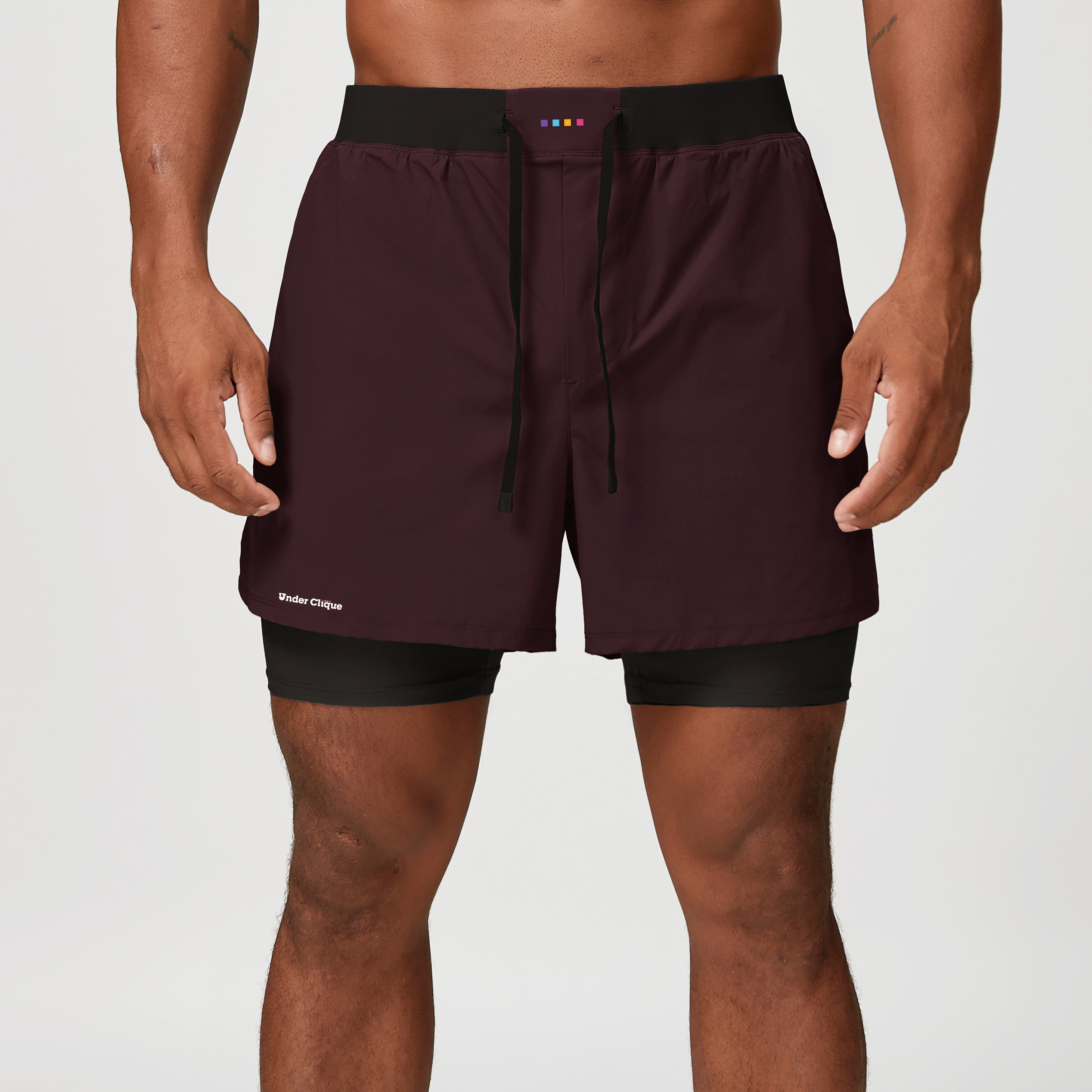 Men's 2-in-1 Drawstring Lined Athletic Running Shorts