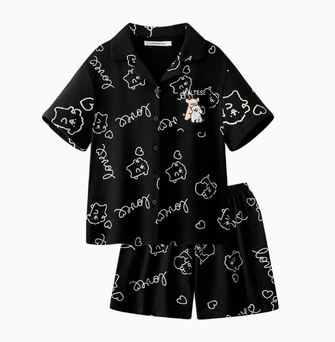 Summer Short-Sleeve Cotton Pajama Set